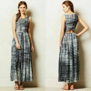 Revolve Anthropologie Neuw Shibori Gray Tie Dye Back Cutout Maxi Dress